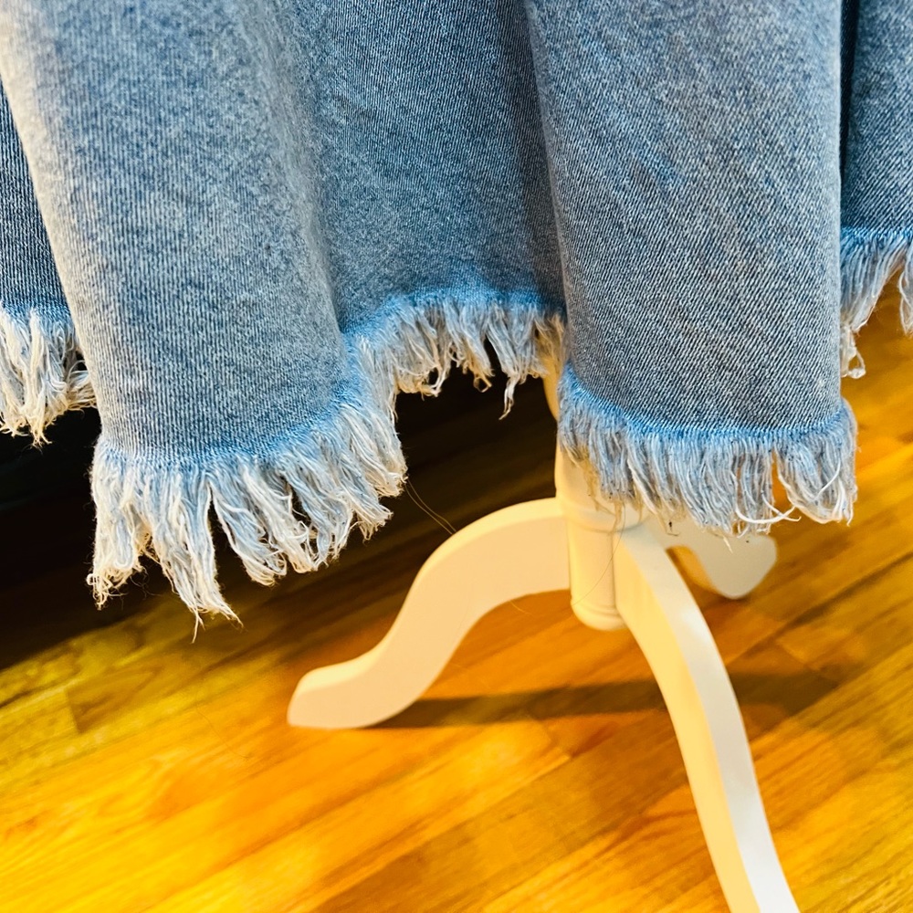 Vintage Free People Denim Frayed Hem Duster - Picture 7 of 9